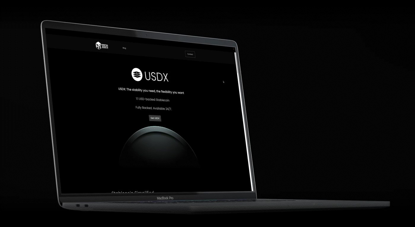 HT Digital Assets: The USDX Website Scrolling in a Laptop
