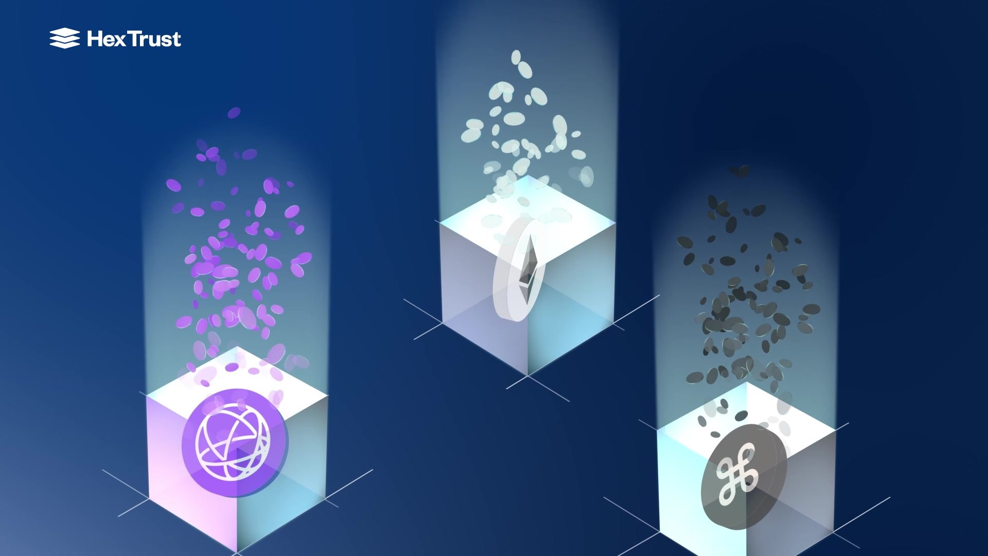 Hex Trust Brand Video: Staking: Three Token Cubes