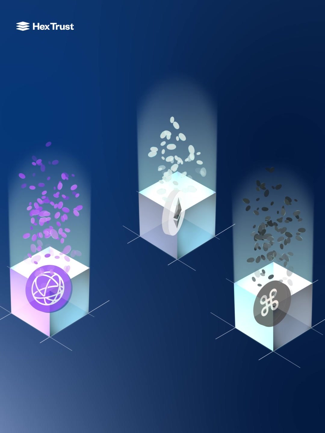 Hex Trust Brand Video, Vertical: Staking: Three Token Cubes
