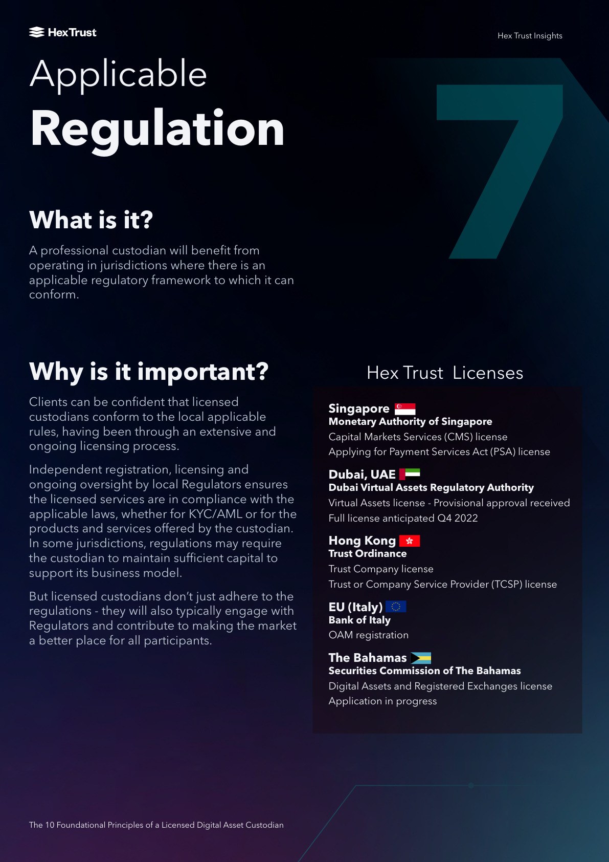 10 Principles Booklet: Principle 7: Applicable Regulation